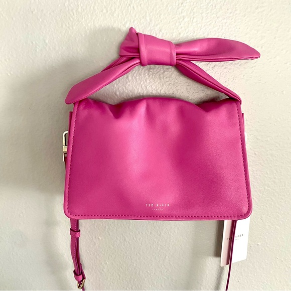 TED BAKER Pink Bow Top handle handbag with long adjustable shoulder cross body - Picture 8 of 16